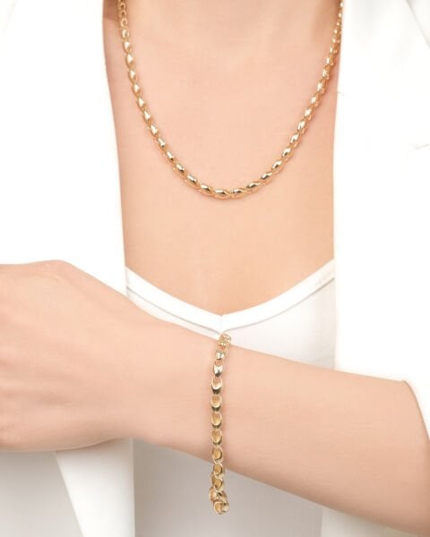 14 Ayar Altın Tasarım Kolye Bileklik Set