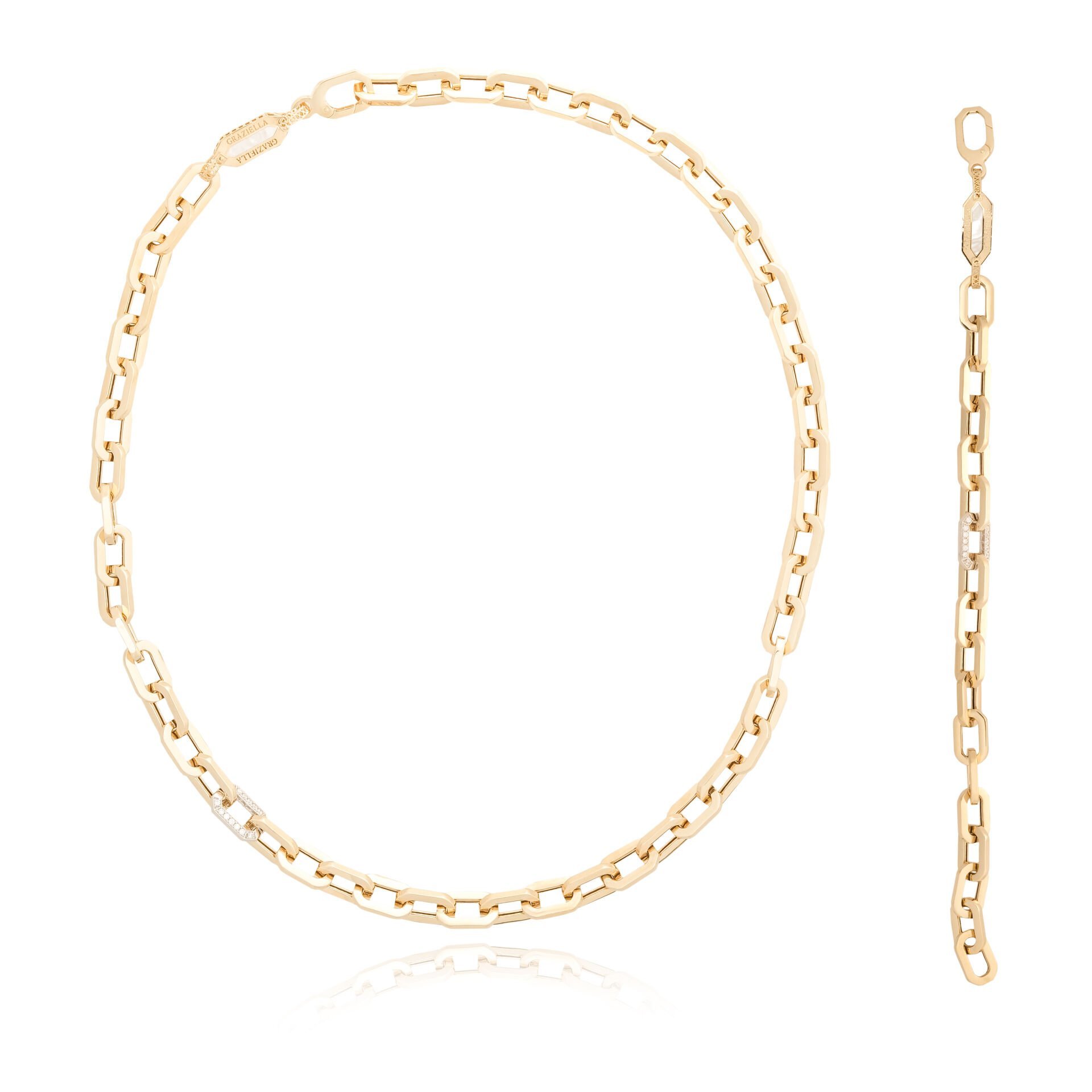 14 Ayar Altın Taşlı Ataç Kolye - Bileklik Set