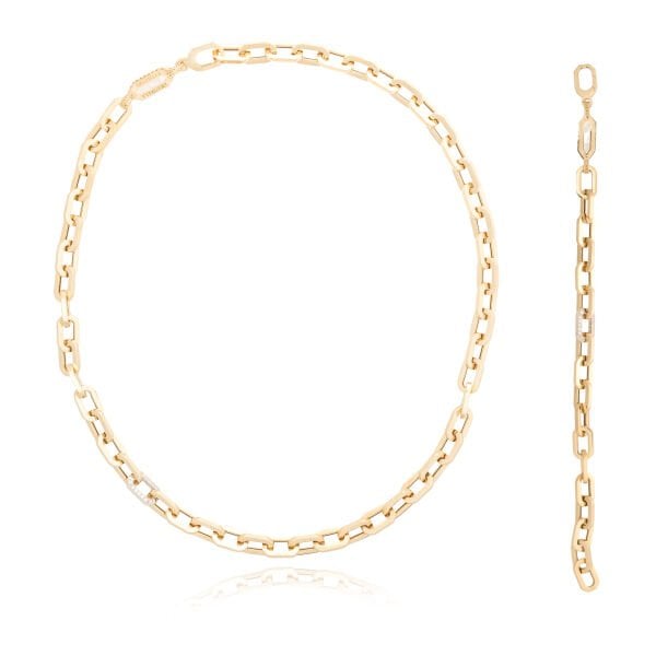 14 Ayar Altın Taşlı Ataç Kolye - Bileklik Set