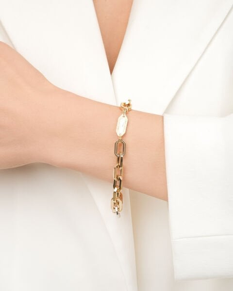 14 Ayar Altın Taşlı Ataç Kolye - Bileklik Set