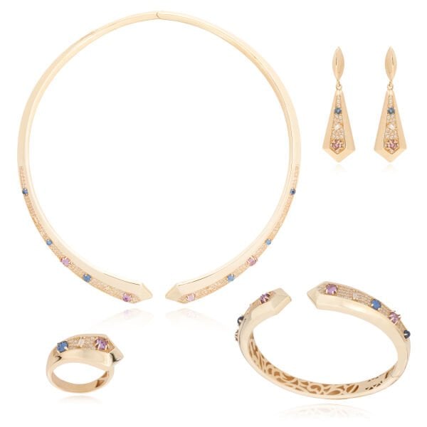 14 Ayar Altın Ametist - Mavi Turmalin Set