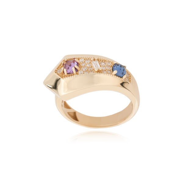 14 Ayar Altın Ametist - Mavi Turmalin Set