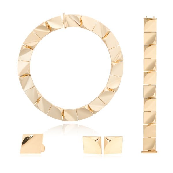 14 Ayar Altın Kare Formlu Tasarım Set