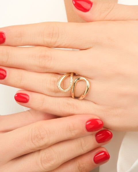 14 Ayar Altın Cetaş Eterna Taşlı Tasarım Yüzük