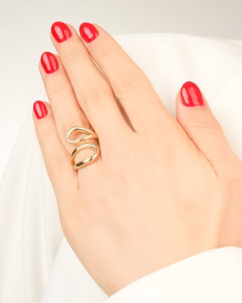 Cetaş Eterna 14 Ayar Altın Taşlı Tasarım Yüzük