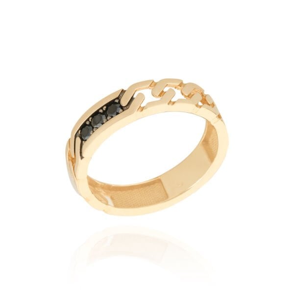 14 Ayar Altın Onix Taşlı Tasarım Erkek Yüzük
