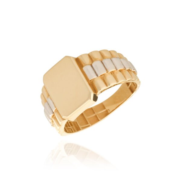 14 Ayar Altın Kordon Formlu Plaka Model Erkek Yüzük