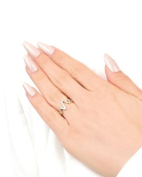 Cetaş Minima Mavi Mineli 14 Ayar Altın Yüzük