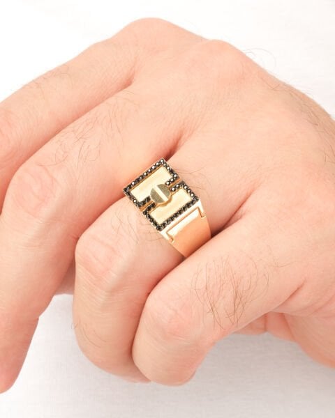 14 Ayar Altın Onix Taşlı Erkek Yüzük