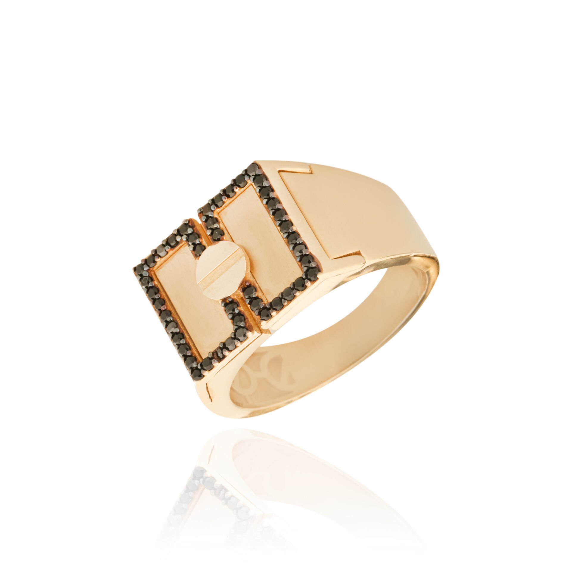14 Ayar Altın Siyah Taş Detaylı Erkek Yüzük