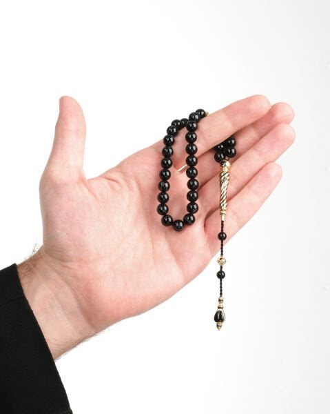 14 Ayar Altın Siyah Taşlı Tesbih