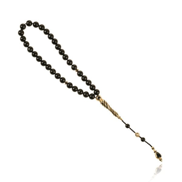 14 Ayar Altın Siyah Taşlı Tesbih