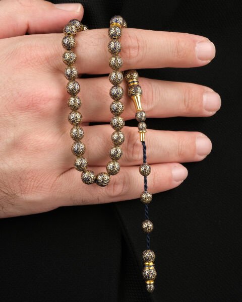 14 Ayar Altın El işçiliği Lâ Gâlibe İllâllâh Yazılı Tesbih