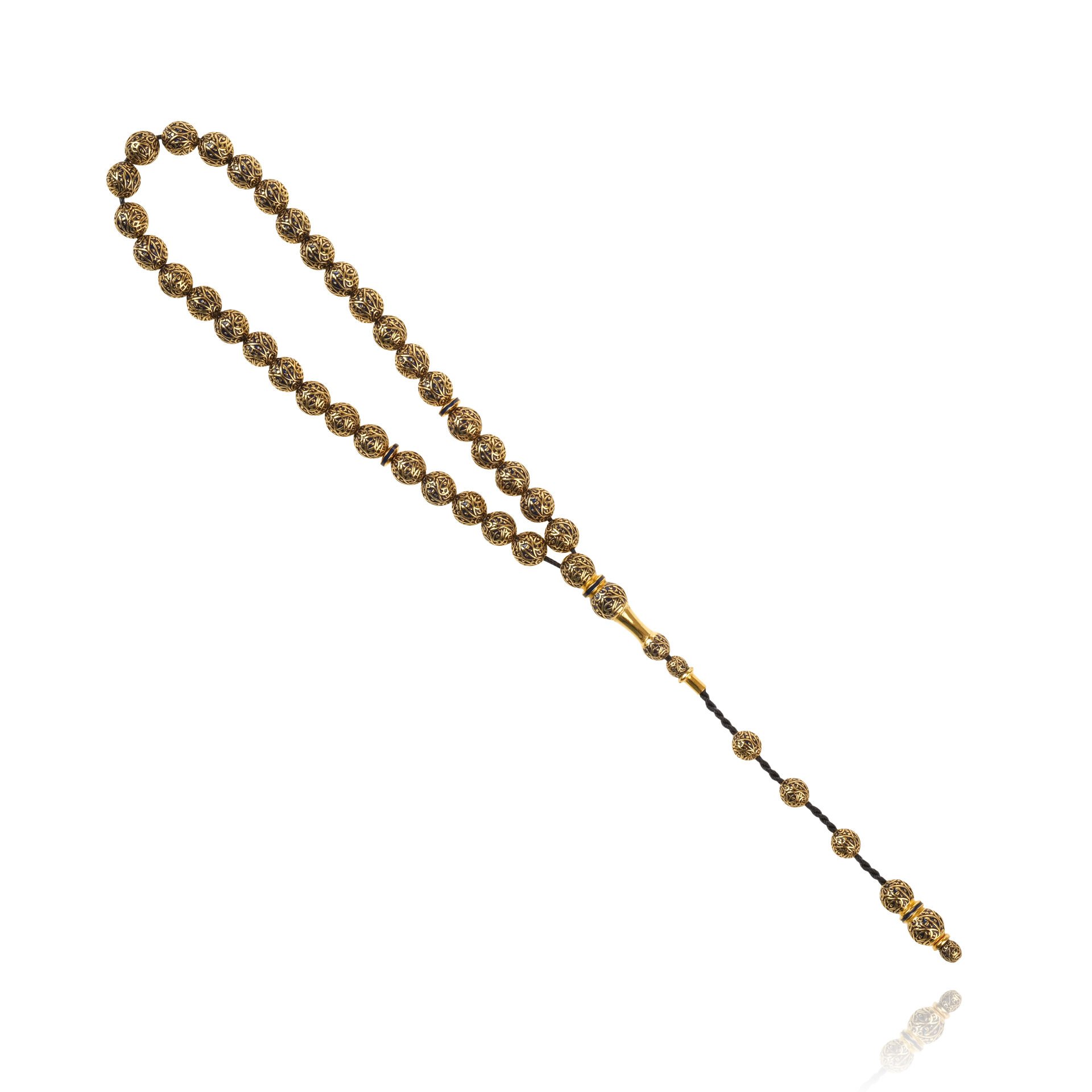 14 Ayar Altın El işçiliği Lâ Gâlibe İllâllâh Yazılı Tesbih