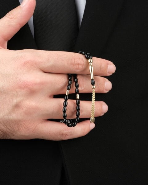 14 Ayar Oval Kesim Taşlı Altın Tesbih