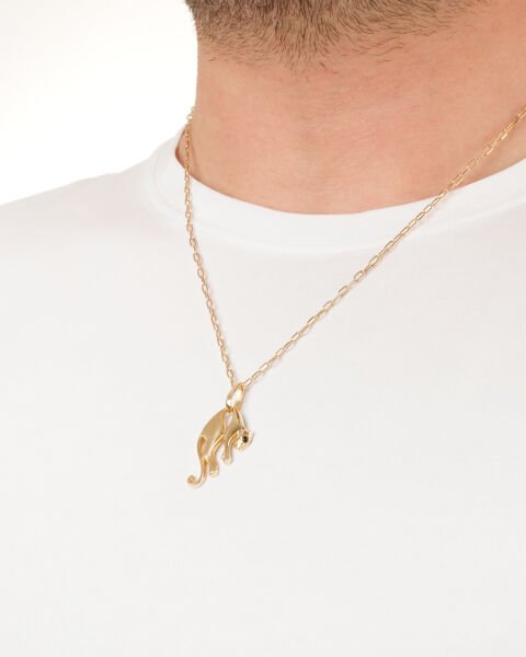 14 Ayar Altın Puma Figürlü Erkek Kolye Ucu