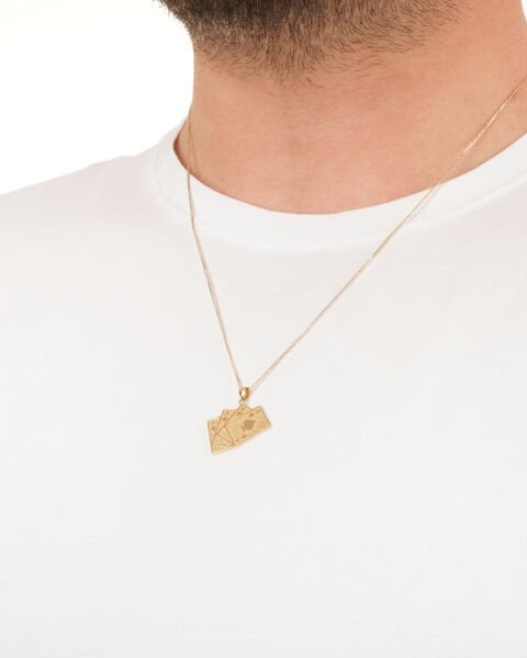 14 Ayar Altın Kart Destesi Erkek Kolye Ucu