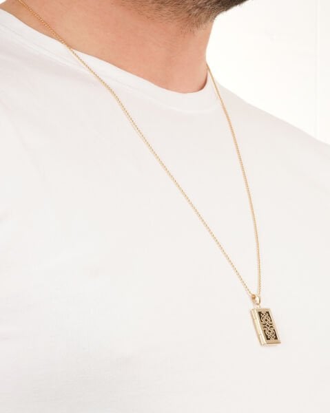 14 Ayar Altın El İşçiliği Açılabilir Erkek Kolye Ucu