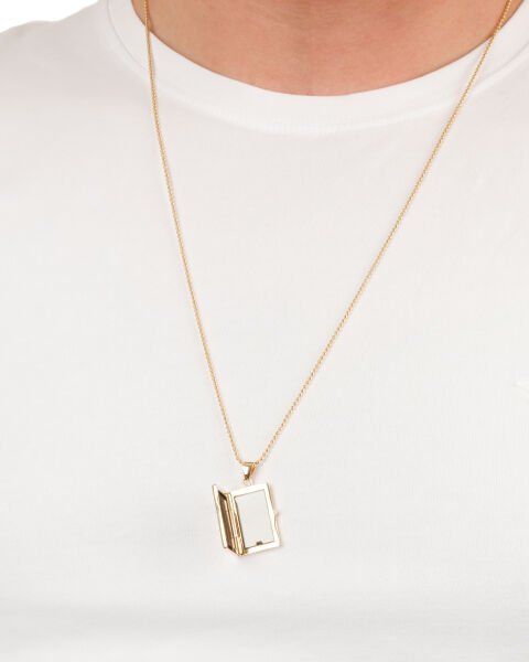 14 Ayar Altın İşlemeli Plaka Model Erkek Kolye Ucu