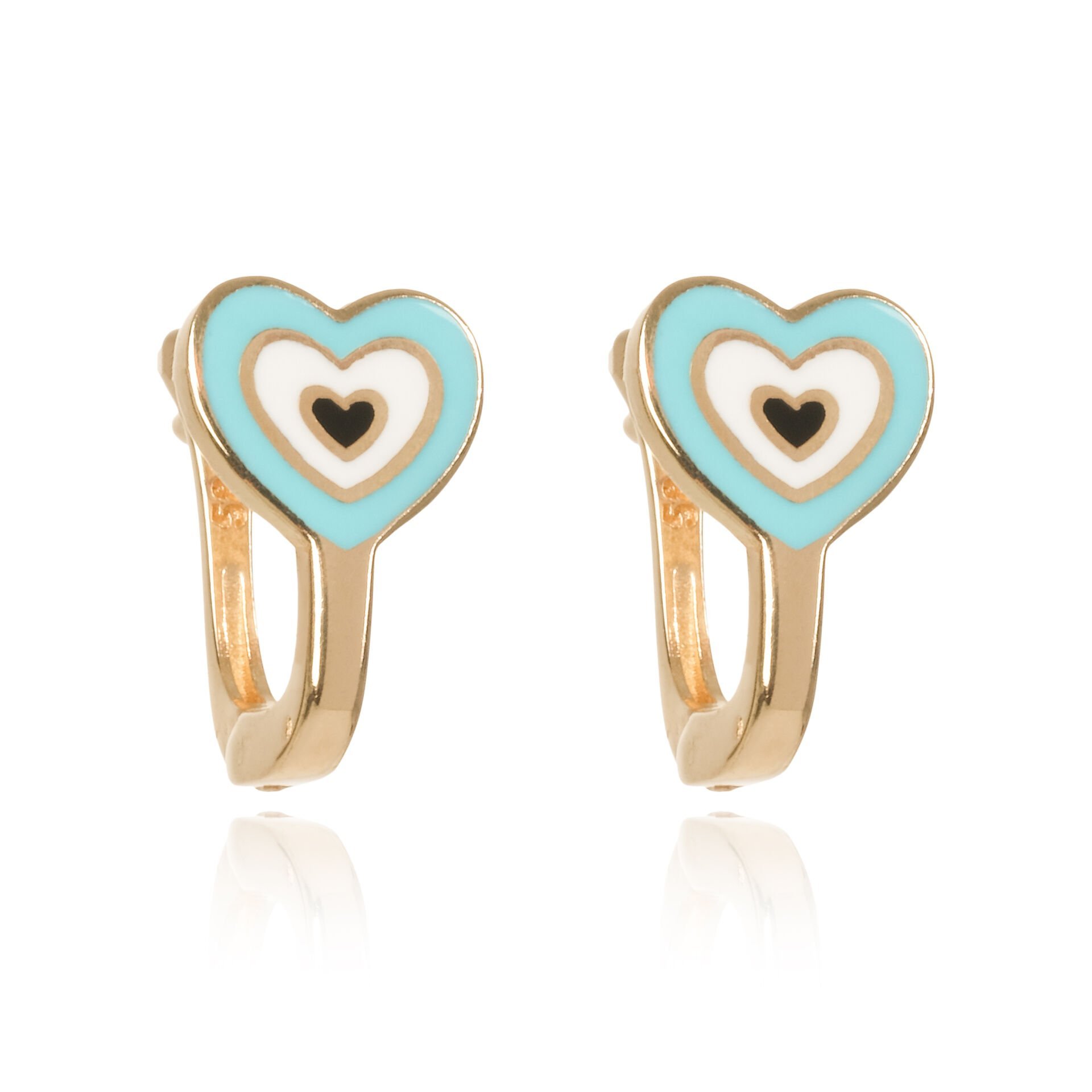 14 Ayar Altın Mavi Mineli Kalp Figürlü Çocuk Küpe