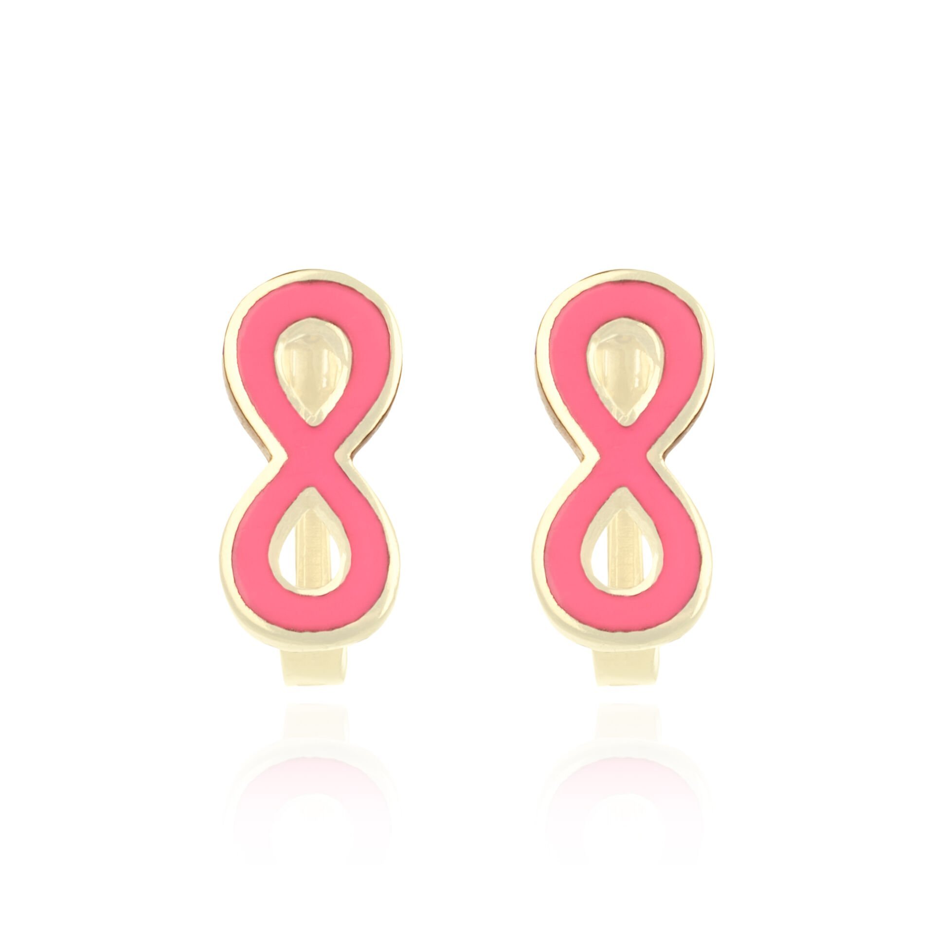 14 Ayar Altın Pembe Mineli Sonsuzluk Figürlü Çocuk Küpe