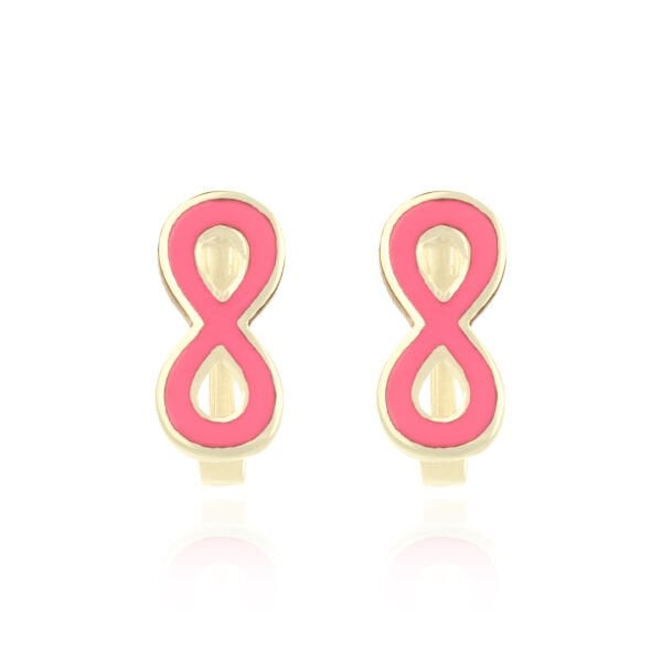 14 Ayar Altın Pembe Mineli Sonsuzluk Figürlü Çocuk Küpe