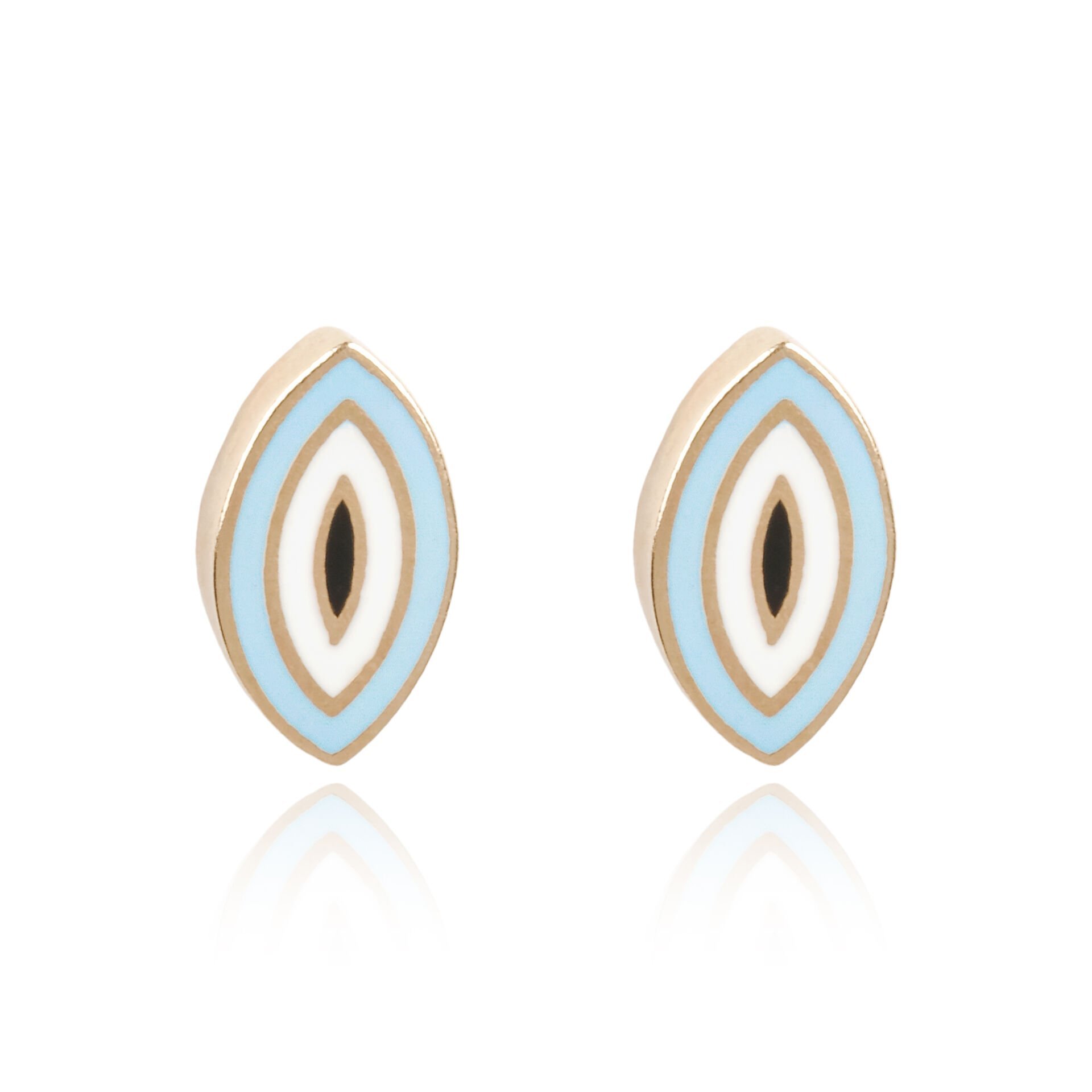 14 Ayar Altın Açık Mavi Mineli Çiçek Figürlü Küpe