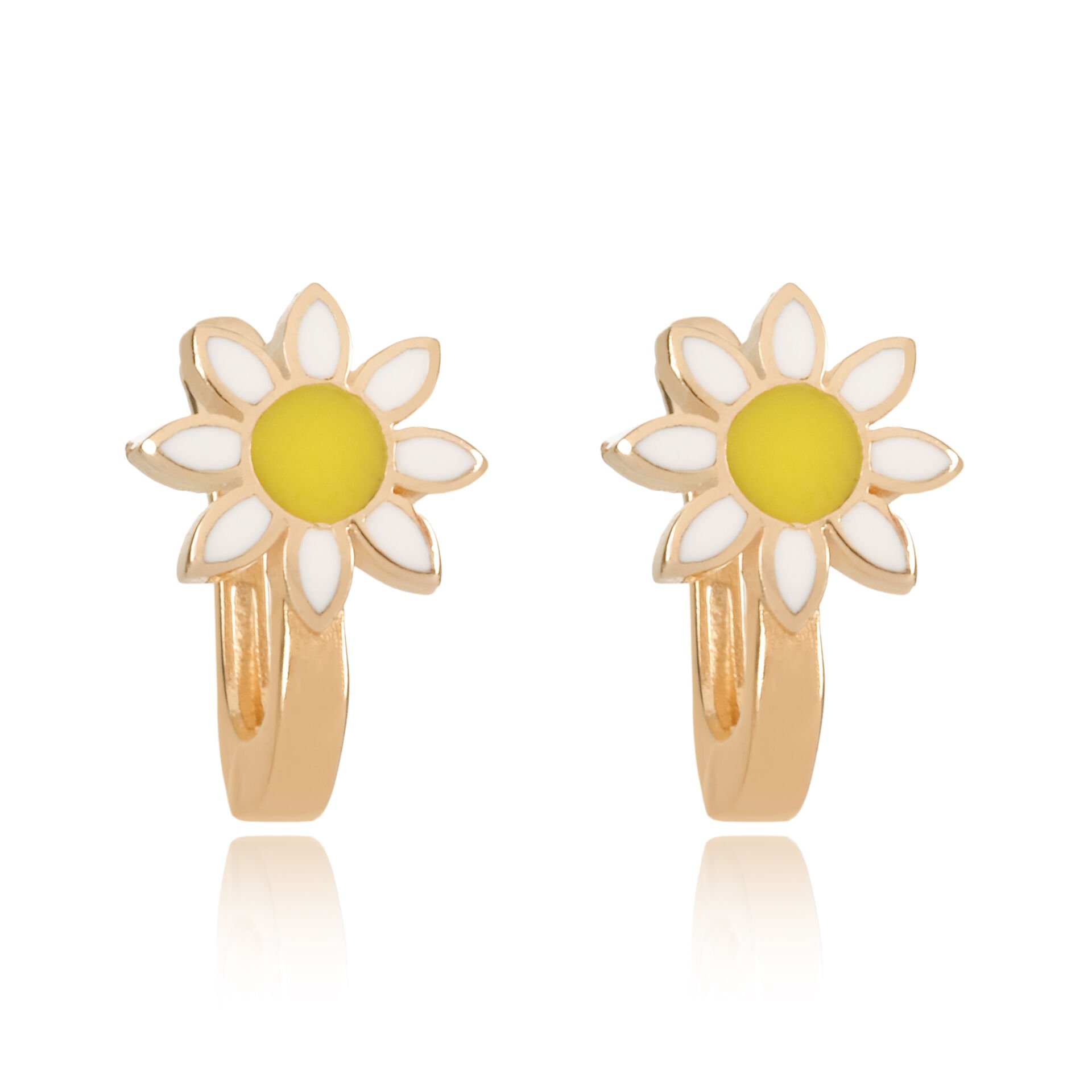 14 Ayar Altın Papatya Figürlü Mineli Çocuk Küpe