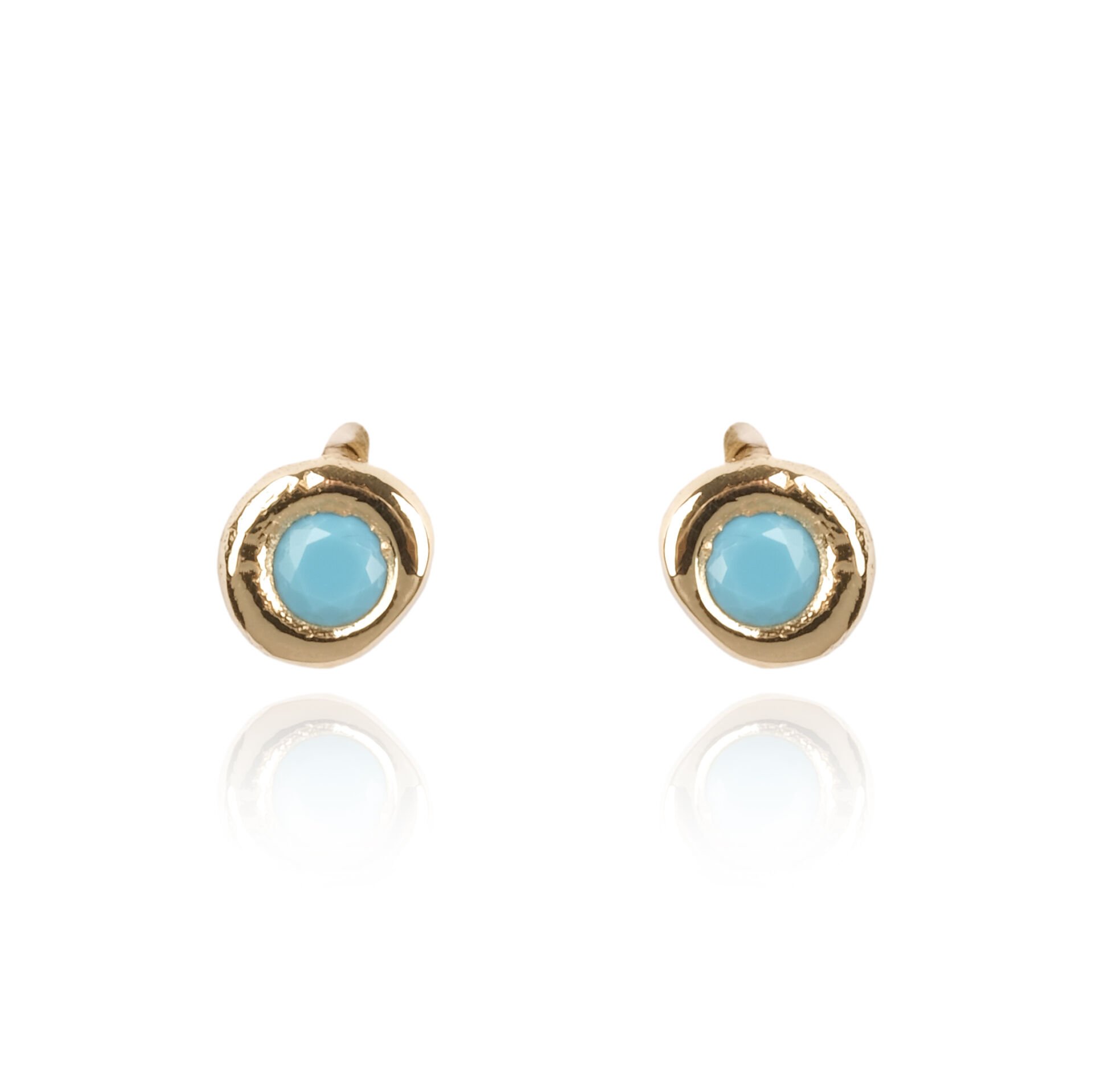 14 Ayar Altın Mavi Taşlı Çocuk Küpesi