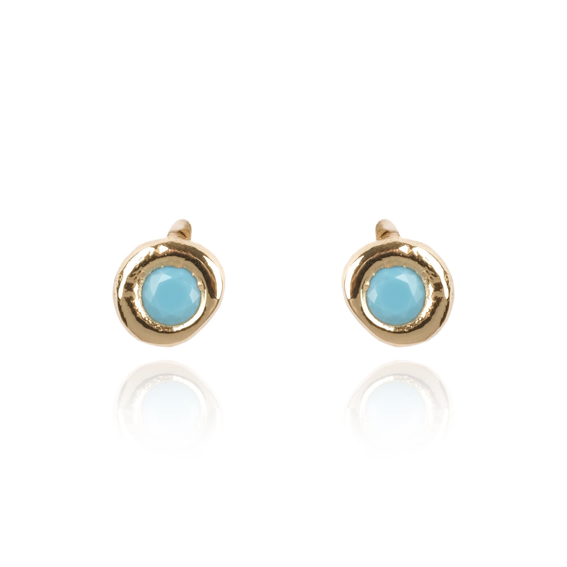 14 Ayar Altın Mavi Taşlı Çocuk Küpesi