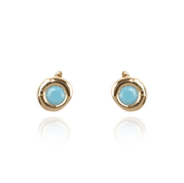 14 Ayar Altın Mavi Taşlı Çocuk Küpesi