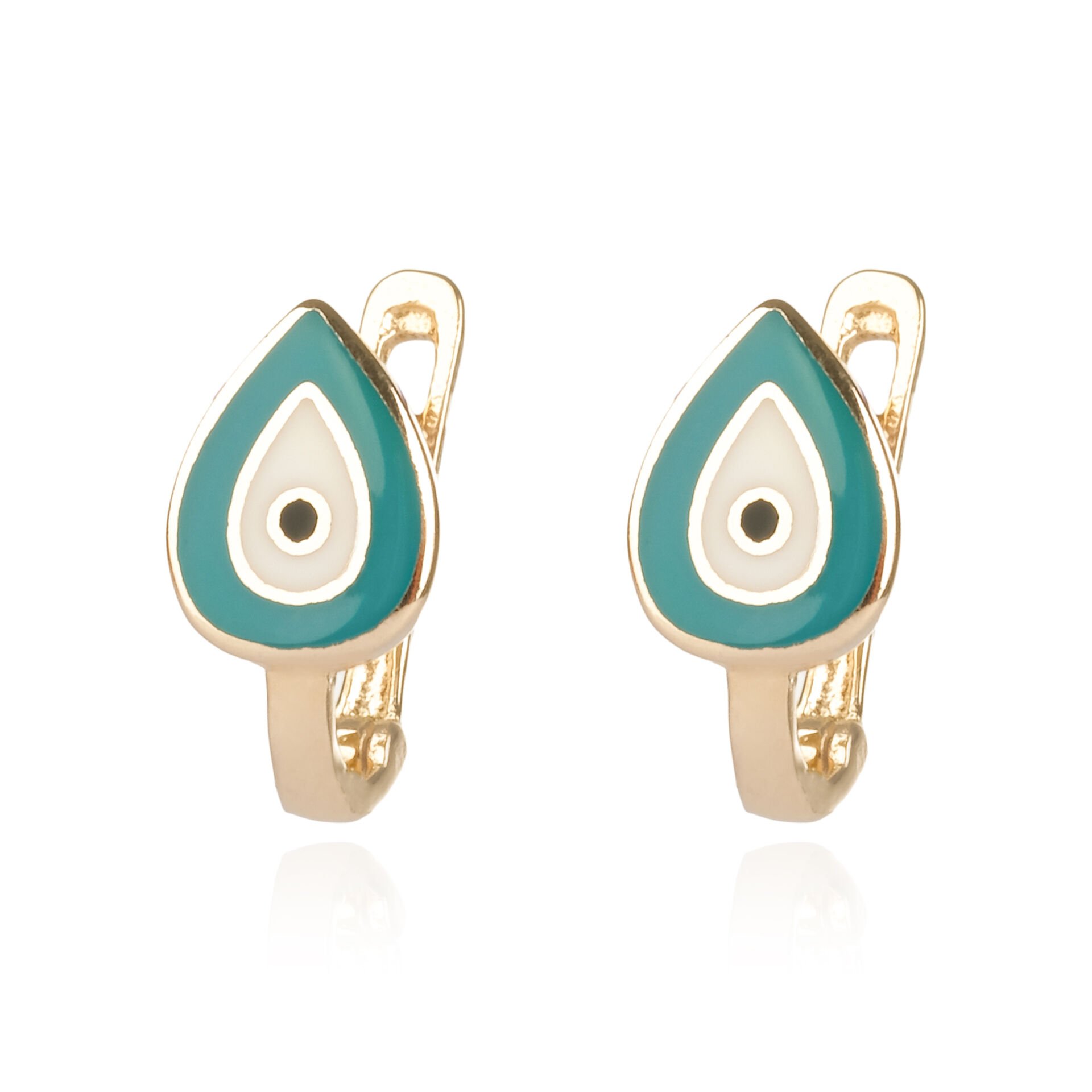 14 Ayar Altın Nazar Boncuğu Figürlü Mineli Çocuk Küpe