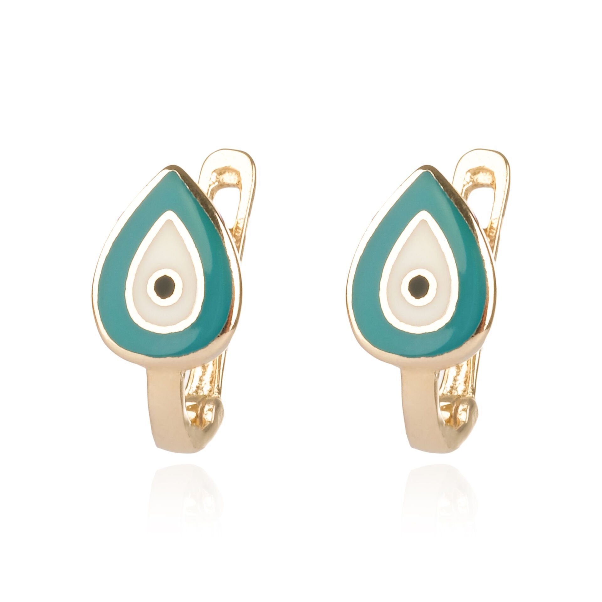 14 Ayar Altın Nazar Boncuğu Figürlü Mineli Çocuk Küpe