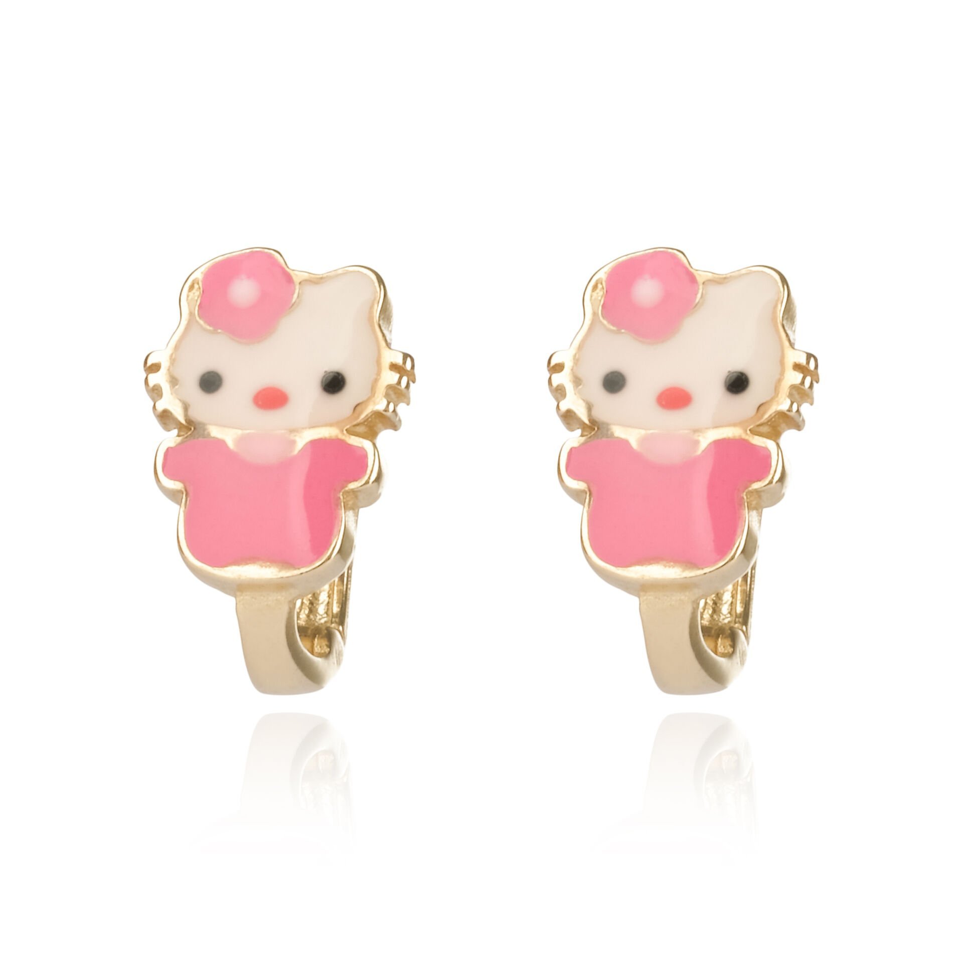 14 Ayar Altın Hello Kitty Figürlü Çocuk Küpe