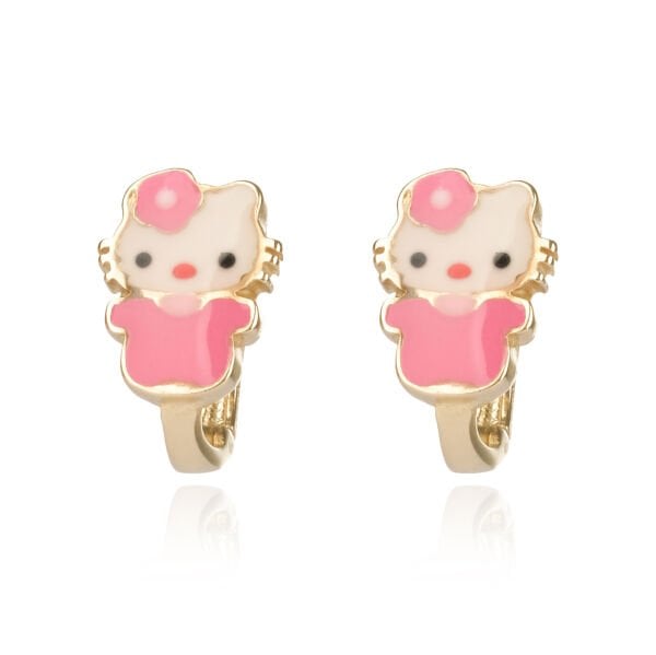 14 Ayar Altın Hello Kitty Figürlü Çocuk Küpe