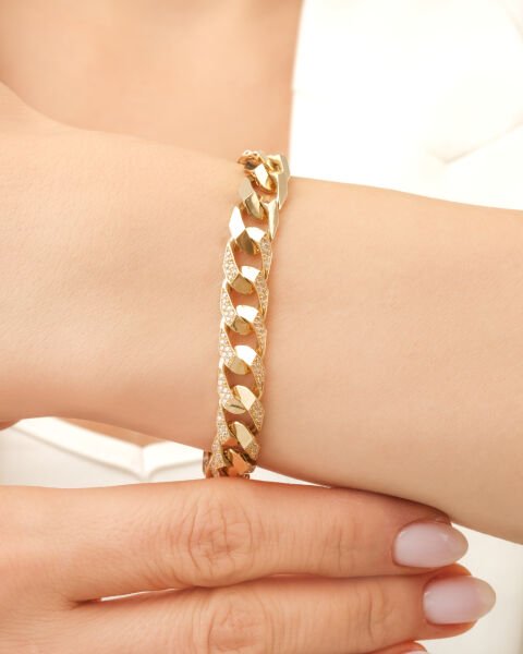 14 Ayar Altın Ema Gurmet Taşlı Bileklik