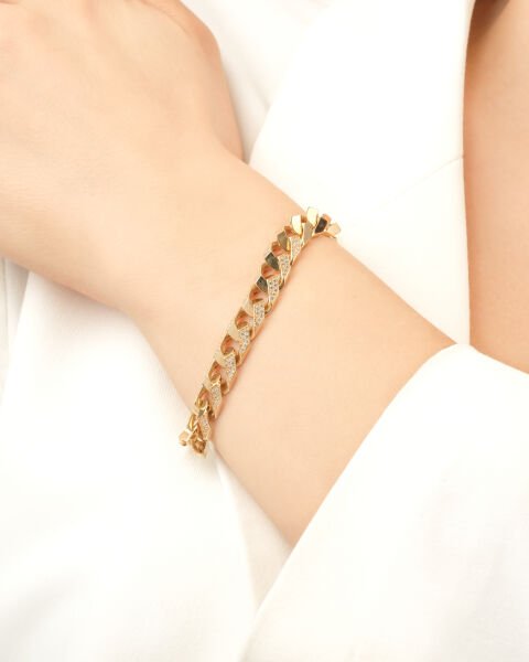 14 Ayar Altın Ema Gurmet Taşlı Bileklik