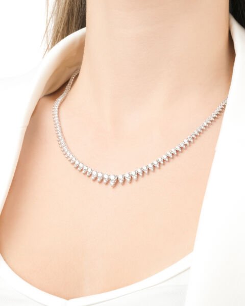 14 Ayar Altın Tasarım Zirkon Taşlı Kolye