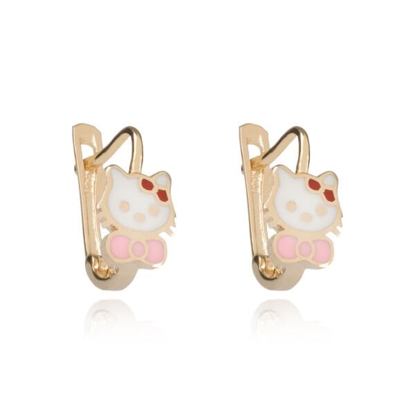 14 Ayar Altın Hello Kitty Figürlü Çocuk Küpe