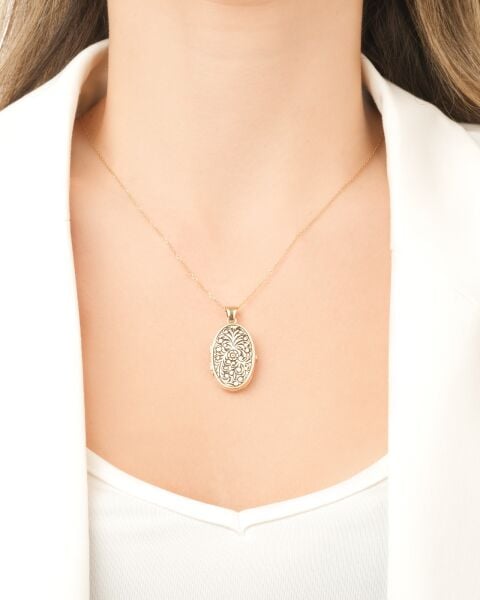 Roberto Bravo 14 Ayar Altın El İşçiliği Açılır Kapanır Kolye Ucu