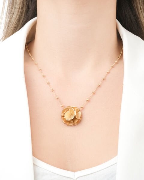 14 Ayar Altın Roberto Bravo Soul Dance Çiçek Formlu Kolye