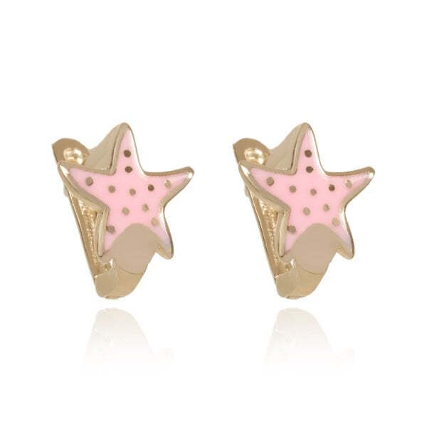 14 Ayar Altın Pembe Deniz Yıldızı Figürlü Çocuk Küpesi