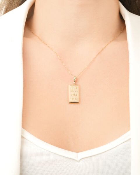 14 Ayar Altın Külçe Kolye Ucu