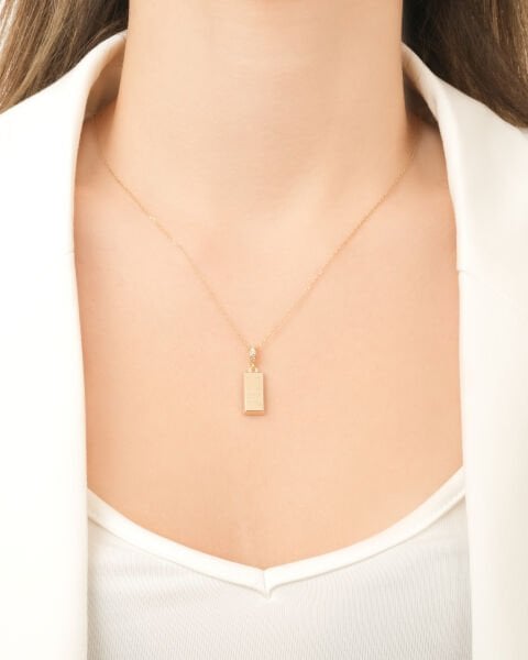 14 Ayar Altın Külçe Kolye Ucu