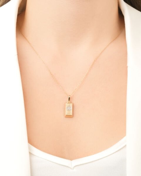 14 Ayar Altın Dolar Külçe Kolye Ucu