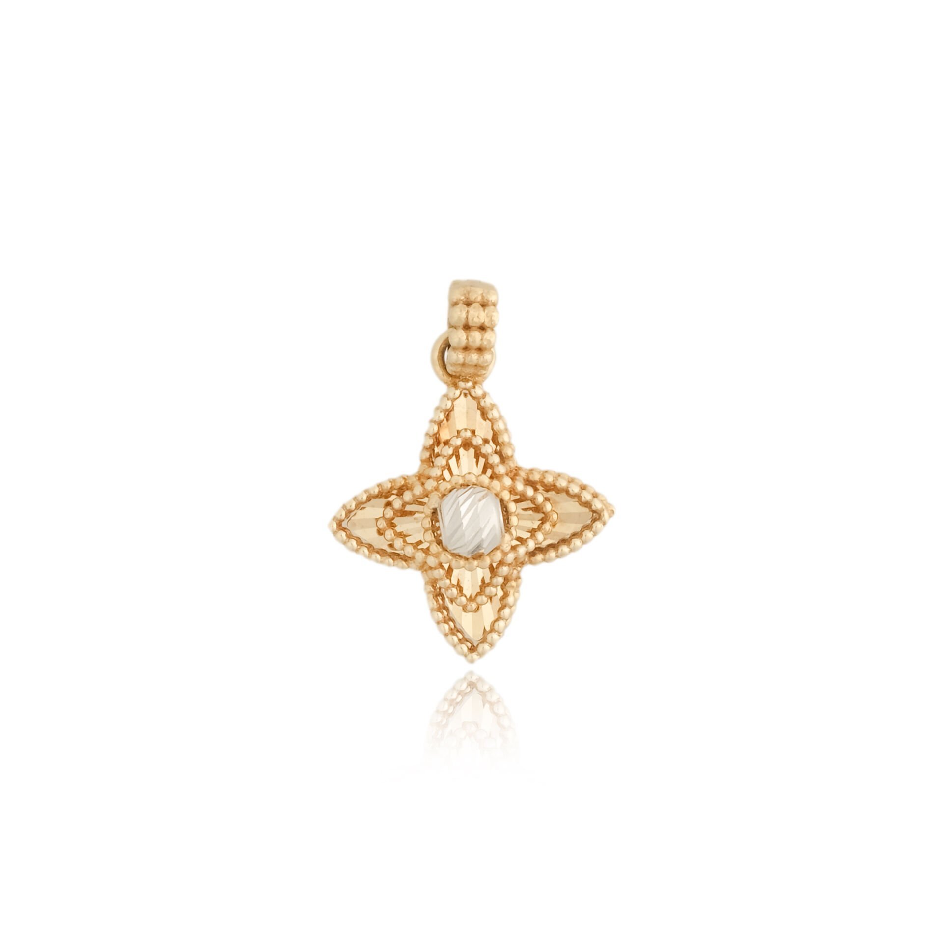 14 Ayar Altın Firuze Taşlı Yonca Figürlü Kolye Ucu