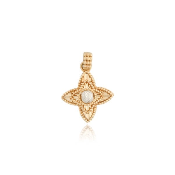 14 Ayar Altın Firuze Taşlı Yonca Figürlü Kolye Ucu