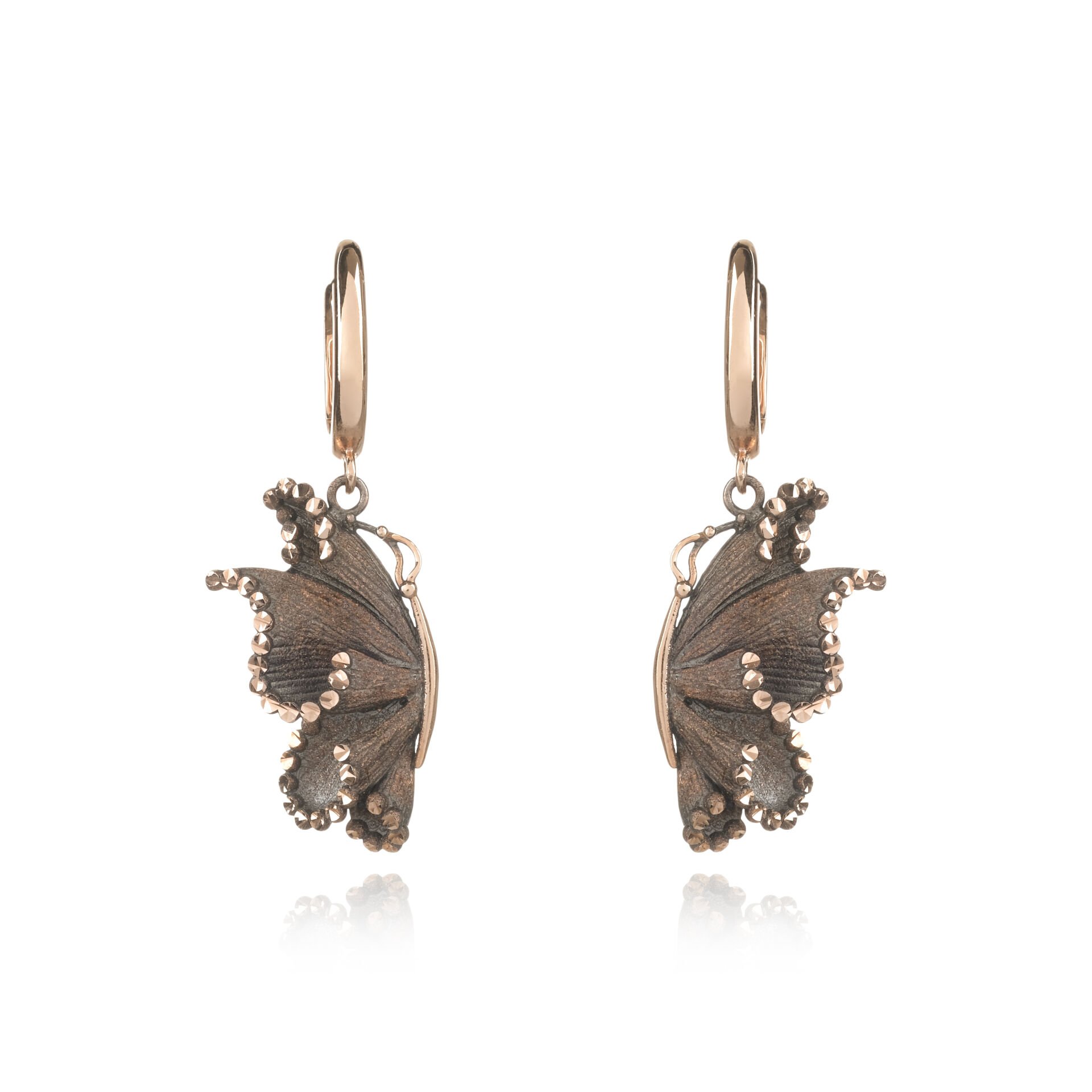 14 Ayar Rose Altın Roberto Bravo Soul Dance Kelebek Küpe