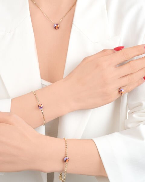 14 Ayar Altın Cetaş Colore Mineli Set