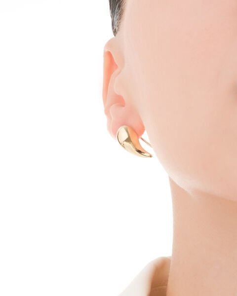 14 Ayar Altın Damla Form Tasarım Küpe